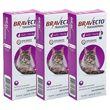 Imagem de Bravecto Antipulgas Transdermal Para Gatos De 6,25 A 12,5kg - 3 Unidades