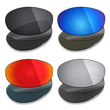 Imagem de Mryok 4 pares de lentes polarizadas de substituição para óculos de sol Costa Del Mar Stringer – preto furtivo/vermelho/azul gelo/titânio prateado