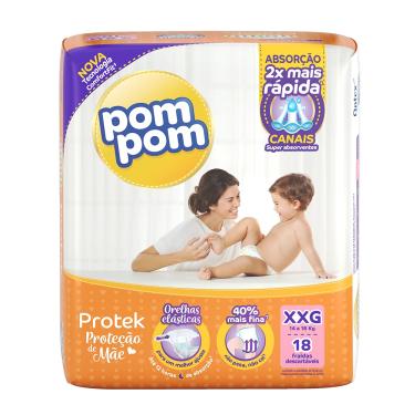 Imagem de Fralda Pom Pom Protek Proteção de Mãe Jumbo com 18 unidades - Tamanho XXG