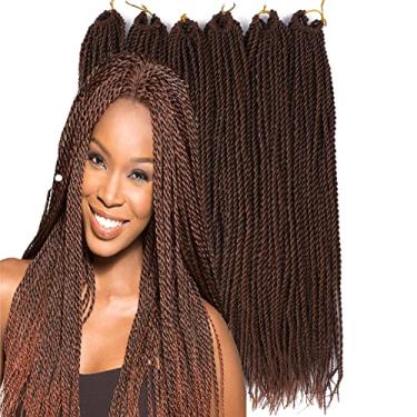 Imagem de Mayloss 6 Pacote/LOTE Senegalese Twist Crochet Tranças de Cabelo Pequeno Fácil Twist Crochet Trança Cabelo 2S Senegalese Twists 14 polegada 18inch 24inch 30 fios/pacote Penteados Para As Mulheres cor (14 polegad, 30)