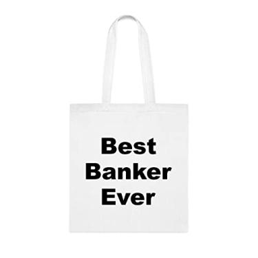 Imagem de Bolsa tote banker, Best banker Ever bag, presente banker, presente para banqueiro, bolsa de ombro banqueiro, bolsas reutilizáveis banqueiro, ideia de de Natal, Branco