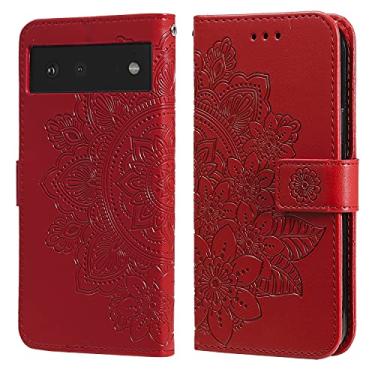 Imagem de For Google Pixel 6 7-petal Flowers Embossing Pattern Horizontal Flip PU Leather Case with Holder & Card Slots & Wallet & Photo Frame