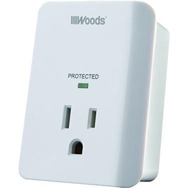 Imagem de Woods 41008 Protetor contra sobretensão Uma luz indicadora de LED de 3 pinos e alarme, 1080J, branco