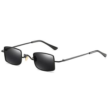 Imagem de Óculos de Sol Retangular Pequeno Masculino Feminino Retro Metal Simples Óculos de Sol Moda de Rua Elegante Tons Masculino Feminino Gafas de Sol, 1, Tamanho Único