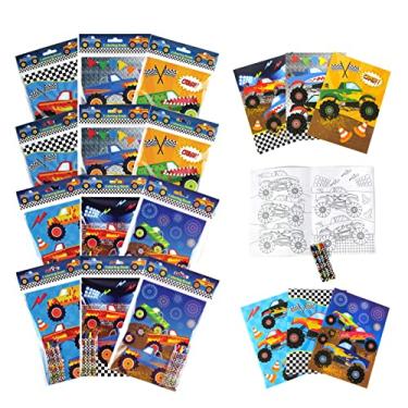 Imagem de Monster Truck livros para colorir com giz de cera brindes de festa, conjunto com 12