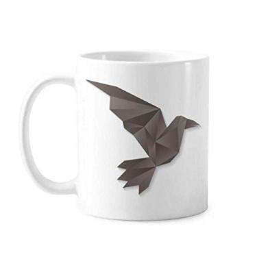 Imagem de Caneca abstrata geométrica com estampa de origami de corvo cerâmica para café xícara de porcelana louça
