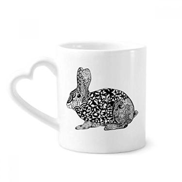 Imagem de Caneca de desenho de retrato de animal de coelho gordo fofo caneca de café cerâmica copo de coração de vidro