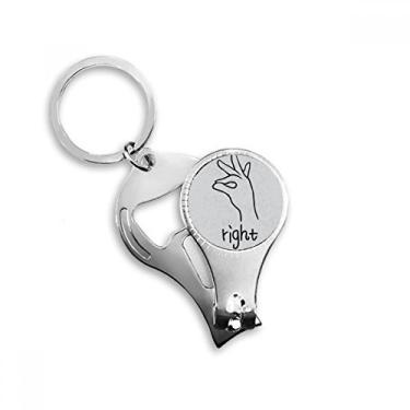 Imagem de Preto Direito Personalizado Padrão de Gesto Alicate de Unha Chaveiro Abridor de Garrafas Cortador