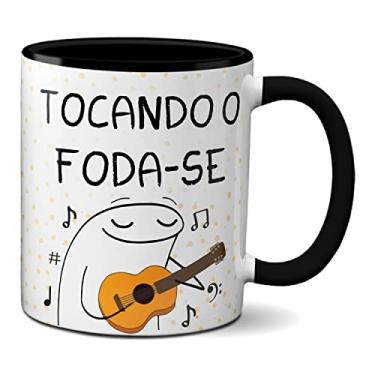 Imagem de Caneca Engraçada Flork Violão Tocando O Foda-se (Preta)