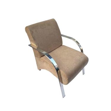 Imagem de Poltrona Decorativa C/ Braços De Alumínio - Bege-Claro