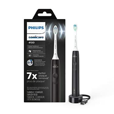 Imagem de Philips Sonicare Escova de dentes elétrica 4100, escova de dentes elétrica recarregável com sensor de pressão, preta