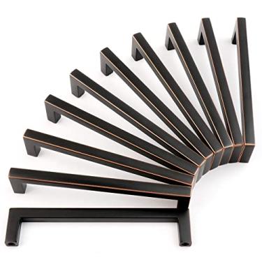 Imagem de Koofizo 1816 Puxador de barra quadrada para quarto, armário de banheiro, armário de mesa, gaveta, cômoda, cozinha, Screwhole Distance: 5"/128mm, Oil-Rubbed Bronze