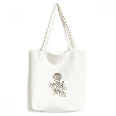 Imagem de Flor planta, preto, branco, crisântemo, sacola de lona, bolsa de compras, bolsa casual
