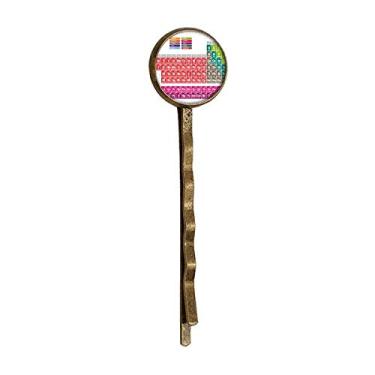 Imagem de Linda tabela periódica de cor succinct Química Retrô Metal Hair Bobby Pin Headwear