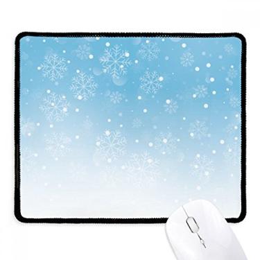 Imagem de Mousepad Snow Snowflake Weather Blue Sky Tapete com borda costurada para jogos