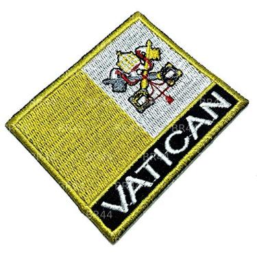 Imagem de BP0060NT 01 BR44 Bandeira Vaticano Patch Bordada, passar a ferro costura