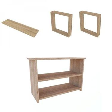 Imagem de Conjunto com 1 Banco, 1 Prateleira e 2 Nichos Pullen Bramov Móveis Carvalho Mel