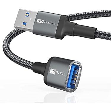 Imagem de Cabo de extensão USB 3.0 Tipo A macho para fêmea ITANDA 5 Gbps Transferência de dados para teclado, mouse, Playstation, Xbox, Flash Drive, impressora, câmera e mais (90 cm)