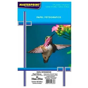 Imagem de Papel fotográfico A4 120 gramas Glossy 20 folhas