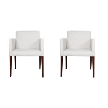 Imagem de Kit 2 Poltronas Nina Executiva Em Tecido Sintético - Branco - Cor: Branco