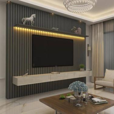 Imagem de Painel para TV até 85 Polegadas 3 Gavetas Led Ripado 230 Nobre Gelius