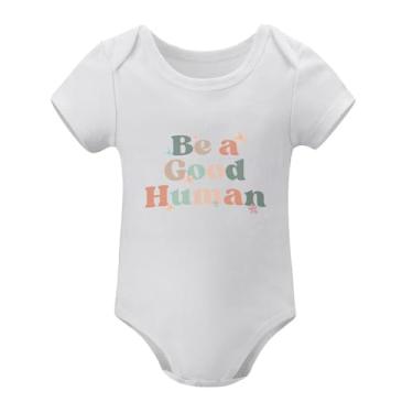 Imagem de SHUYINICE Macacão infantil engraçado para meninos e meninas macacão premium para recém-nascidos Be A Good Human Baby Onesie, Branco, 9-12 Months