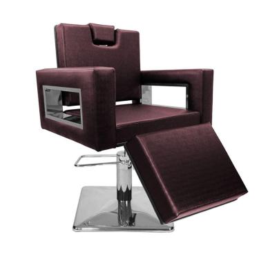 Imagem de Cadeira Poltrona de Cabeleireiro Moderna Inox Ap Vinho
