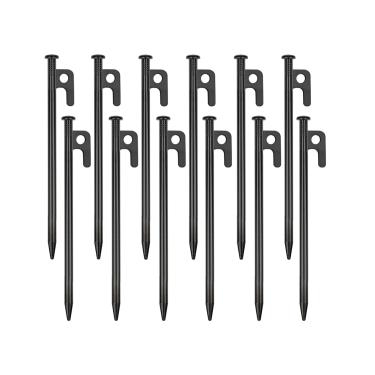 Imagem de Pacote com 12 estacas de tendas de metal resistente para barraca de acampamento, estacas de aço, 20 cm, inquebráveis e flexíveis