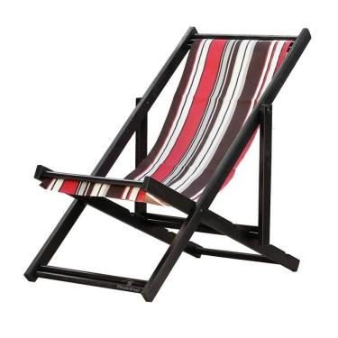 Imagem de Espreguiçadeira Preguiçosa Dobrável sem Braço Black Listrado Marrom/Vermelho