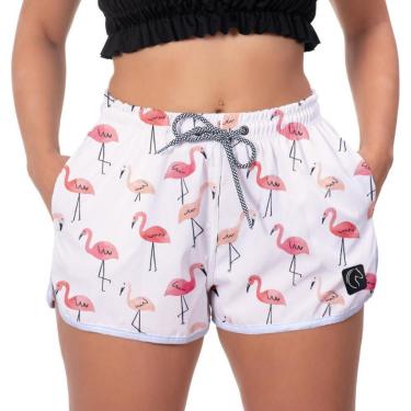 Imagem de Short Praia Flamingos Feminino Estilo Conforto Lançamento-Feminino