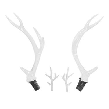 Imagem de PAREKS Chifres de rena DIY para decoração de presépio de Natal, chifre de rena: 2 pares de chifre de alce branco pequeno e grande chifres de alce falso de Natal para faixa de cabeça, projetos de