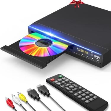 Imagem de Leitor de DVD HD para TV HDMI com aumento de 1080p, entrada USB, cabo de saída HDMI/RCA incluído, todas as regiões, memória de ponto de interrupção, PAL/NTSC, leitores de CD para casa