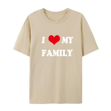 Imagem de Camisetas masculinas e femininas de manga curta - I Love My Family, Arena, XXG