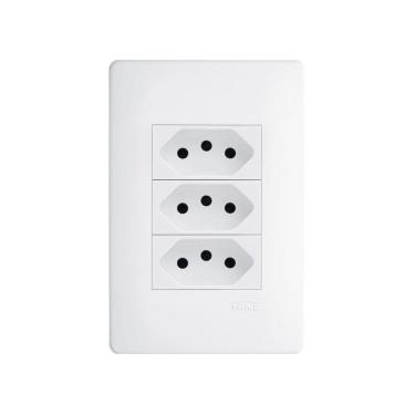 Imagem de Tomada Tripla Fame Habitat 2p+t 20a Com Placa 4x2 Branco