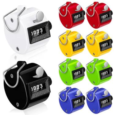 Imagem de Copkim Contador de contagem portátil de 12 peças, contador de contadores de 4 dígitos, contador de contadores mecânicos de metal para treinamento, tricô, pessoas, golfe e fileira (colorido)