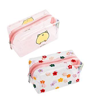 Imagem de 2 peças lindas bolsas de cosméticos cristalinas, Viagem Necessaires de maquiagem transparentes, kit de pincéis de maquiagem portátil, bolsa de armazenamento de maquiagem, organização