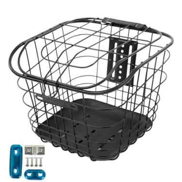 Imagem de Colaxi Cesta de arame para bicicleta, cesta dianteira e traseira fácil de instalar, acessório para bicicleta, caminhadas, com placa inferior