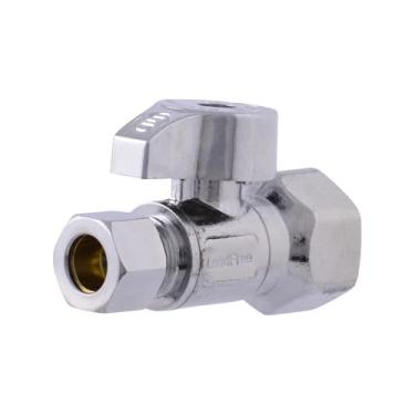 Imagem de Eastman Válvula de parada reta de compressão de 3/20.3 cm FIP x 3/20.3 cm OD de um quarto de volta, encaixe de encanamento de latão, cromada, 10754LF