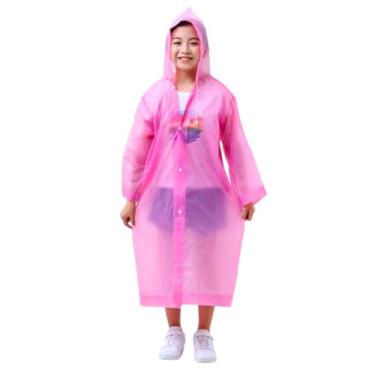 Imagem de Capa de Chuva Infantil com Capuz Unissex Menino Menina Impermeável Resistente (BR, Idade, 6 Anos, 13 Anos, Regular, Rosa Chiclete)