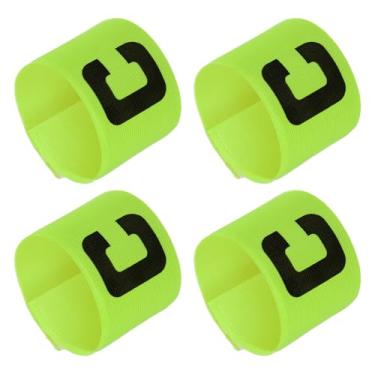 Imagem de YOKIVE Braçadeira de capitão de futebol, 4 peças, emblema de braço protetor de nylon, flexibilidade ajustável, ótimo para treinamento de equipe, competições (verde, 11,8 x 2,8 polegadas)