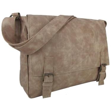 Imagem de Bolsa Pasta Transversal Notebook Em Sintético Escolar Trabalho Casual Masculino Feminino (Bege)