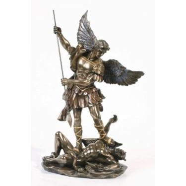Imagem de Pacific Giftware - Estátua de São Miguel, o Arcanjo - Bronze Resina - Tabletop