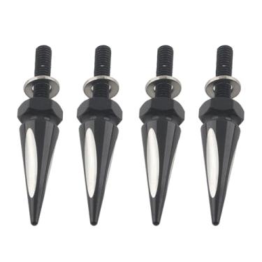 Imagem de FINMOKAL Kit de parafusos de ponta de para-brisa, 4 peças, parafusos de carenagem de para-brisas compatíveis com Harley Touring Road Glide 2015-2024 FLTRU FLTRX (preto + cromado)