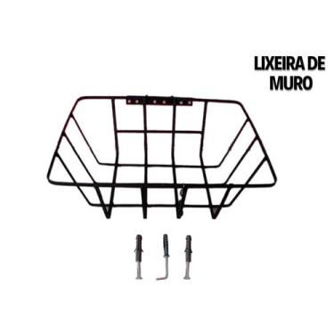 Imagem de Lixeira parede muro Dobrável, reforçada com kit de instalação e pintur