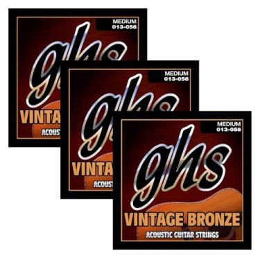 Imagem de GHS Strings Conjunto de violão acústico - VN-M (médio, bronze vintage, 13/56) (VN-M), 3 conjuntos de VN-M