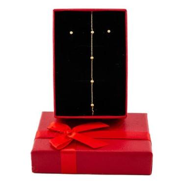 Imagem de Pulseira 16 Cm E Brinco Bolinhas 3 Mm Ouro 18k Pulso Fino - JOIE JOIAS