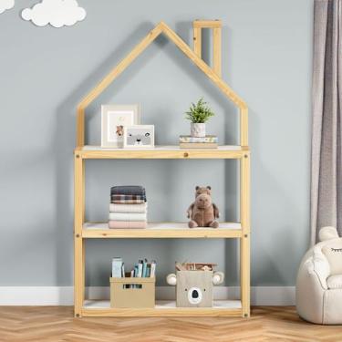 Imagem de Estante Multiuso Quarto Infantil 3 Prateleiras Montessori Natural Bran