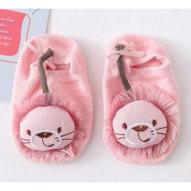 Imagem de Meia pantufa bebê zoo menina/menino  - Kadu modas, Leão rosa
