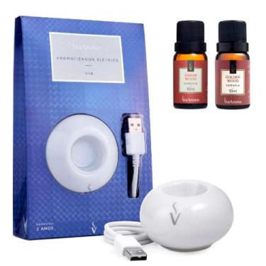 Imagem de Aromatizador Usb Via Aroma + Essencia Ambar Wood e Golden Wood