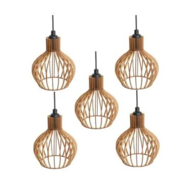 Imagem de kit 05 Pendentes Luminarias Para Cozinha Varanda Area Gurmet Rustico -